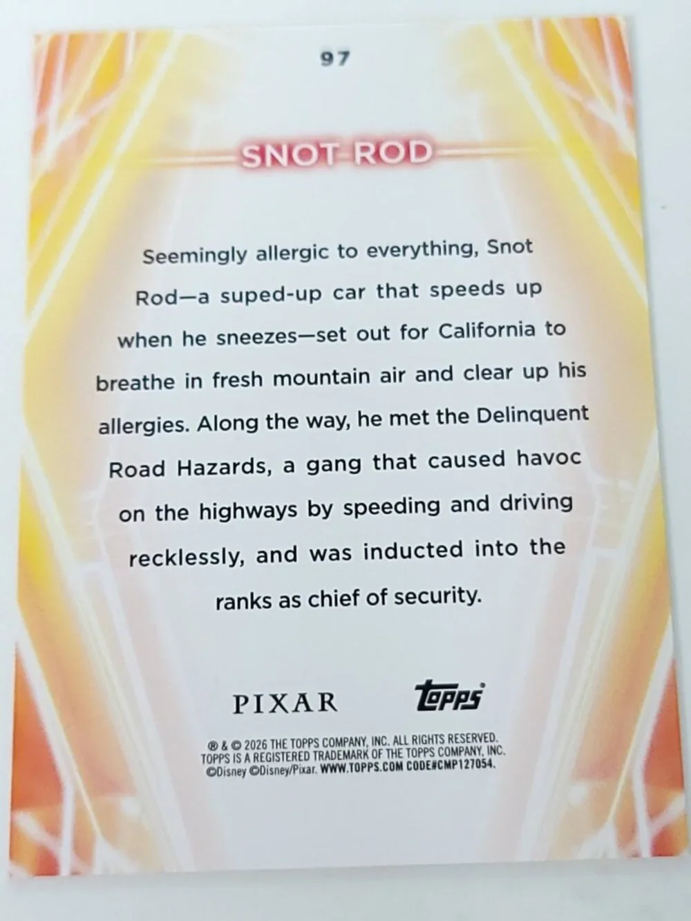 Snot Rod Topps 2026 Disney Neon Holo Parallel Refractor Limited 190/199 - Picture 4 of 4